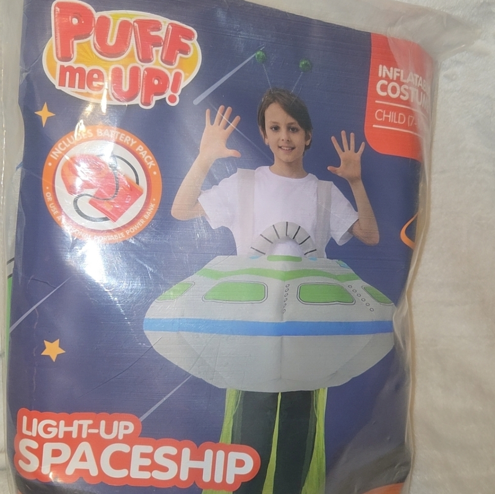 Light Up Spaceship Inflatable Halloween Costume Child Size Age 7-10yrs New - Picture 5 of 6